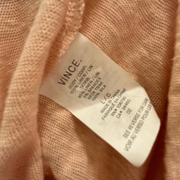 Vince 100% linen peach/nude colored 3/4-length cuffed sleeved shirt Large - Picture 4 of 4
